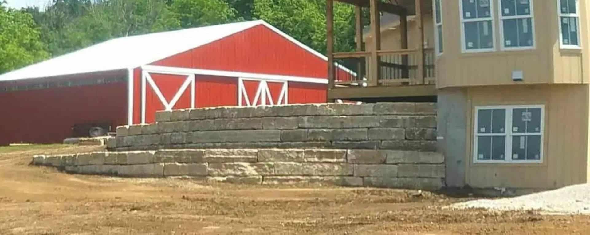 Boulderwall at new home construction.