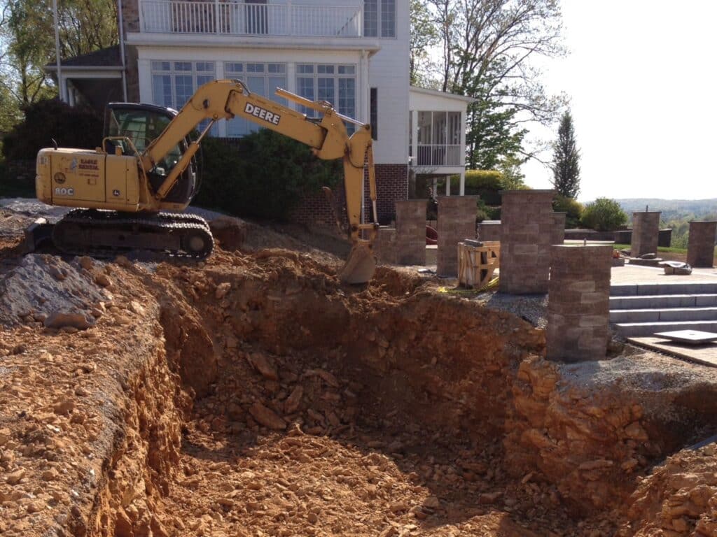 Mountainside Land Services working on outdoor living space project.