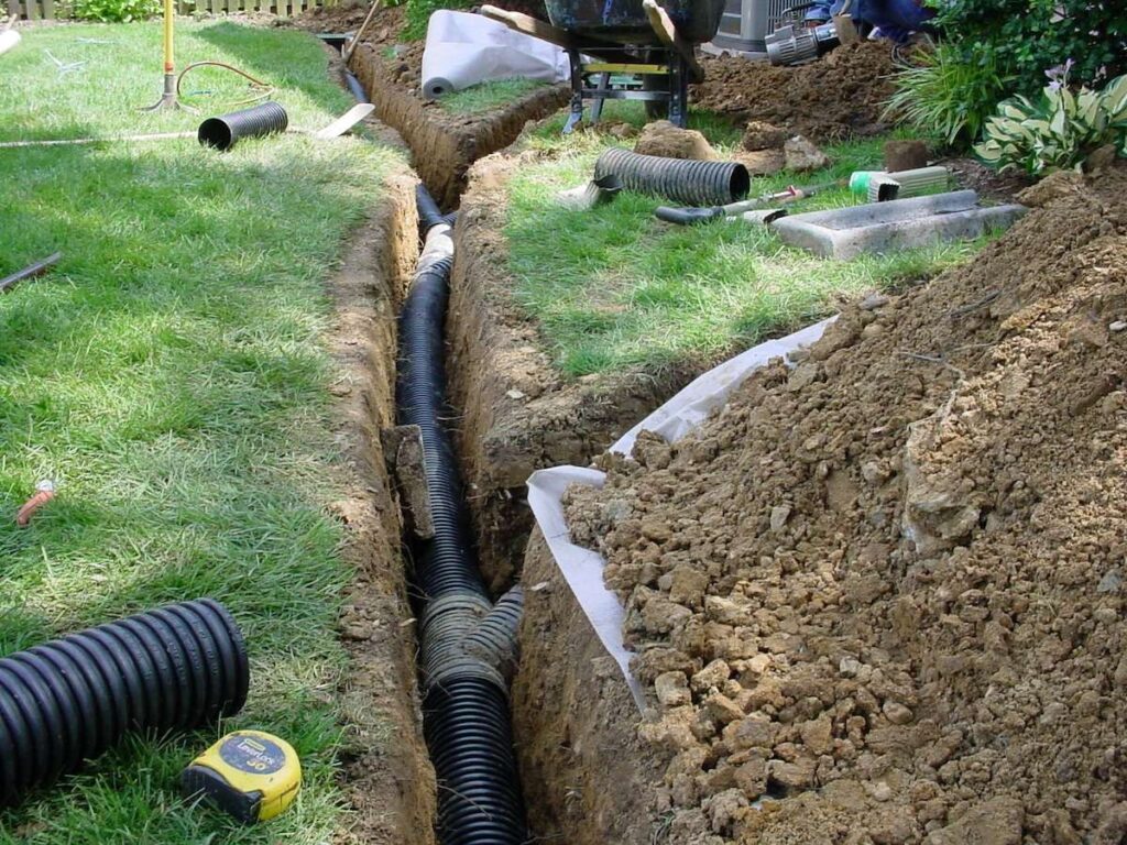 Installing a French drain for yard drainage